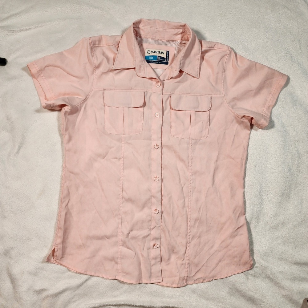 Magellan Outdoors Women XL Pink Fish Gear Aransas Pass Fishing Shirt Vented